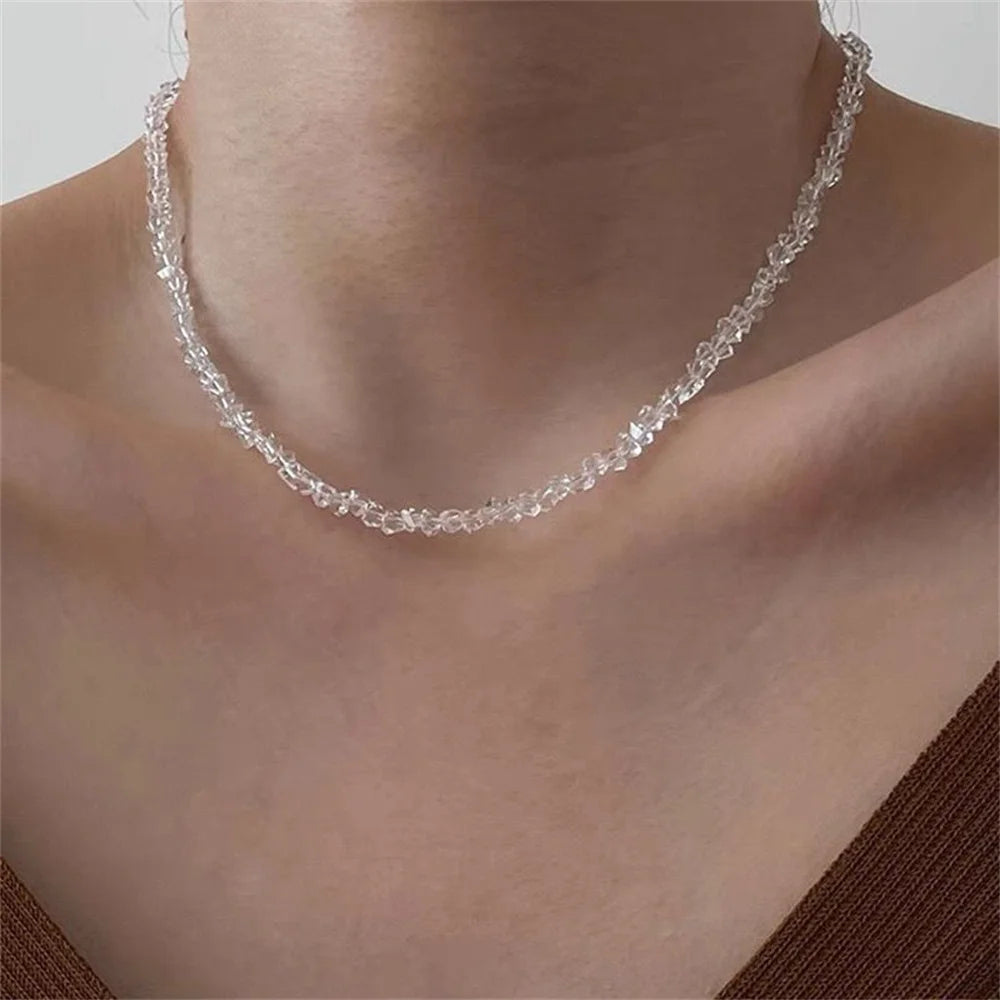 Fashion Vintage Tassels Zircon Heart Pendant Necklace For Women Female Boho Geometric Baroque Transparent Crystal  Chain Jewelry