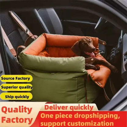 Pet Outing Lathe Luxury Faux Leather Dog Car Seat/Cat Car Bed/Booster Bed Pet Booster Car Seat Dog Comfortable Cat Travel Bed
