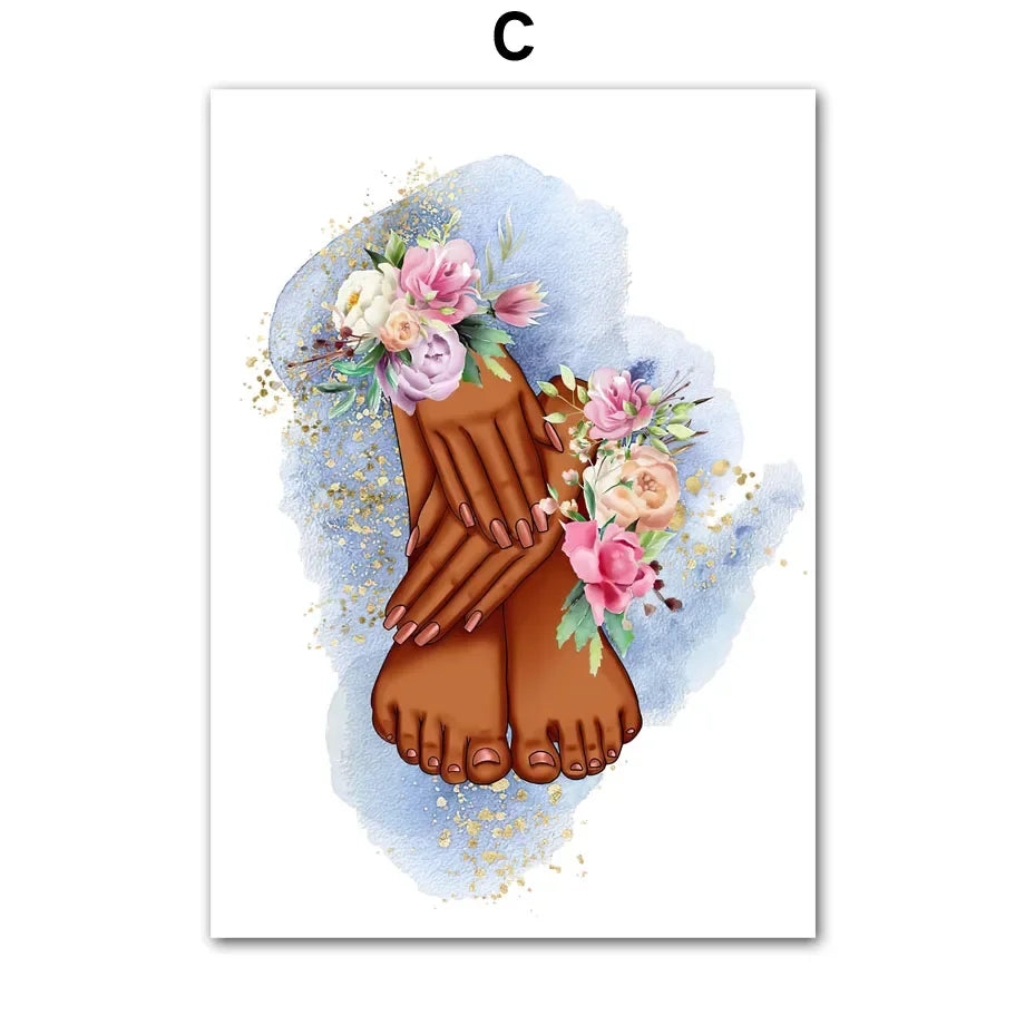 Wall Art Canvas Painting Flower Fashion Girl Lovely Hands Nail Polish Art Salon Decor Poster And Print Living Room Wall Pictures