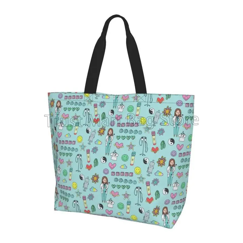 Custom Enfermera En Apuros Doctor Nurse Medical Large Capacity Tote Bag Shoulder Bag Handbags for Women Grocery Shopping Bags