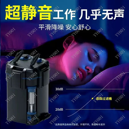 Fish Tank External Filter Canister Silent Biological Filtration Device Freshwater Saltwater Use