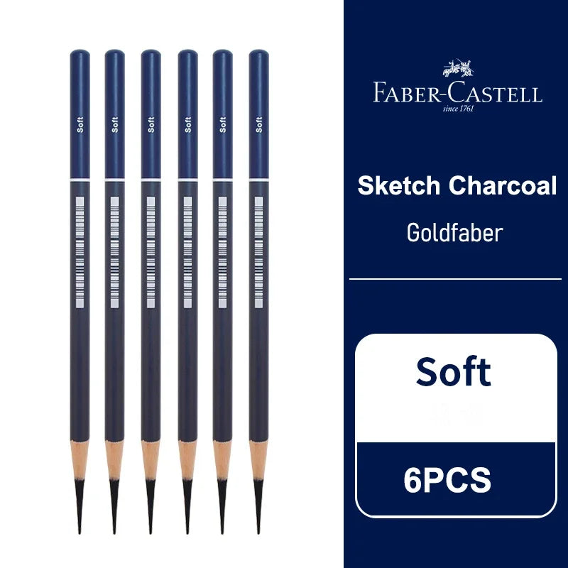 5 / 6 PCS Faber Castell Goldfaber Charcoal Graphite Sketch Set EX-Soft Medium Hard soft Pencils Drawing Sketching Shading Artist