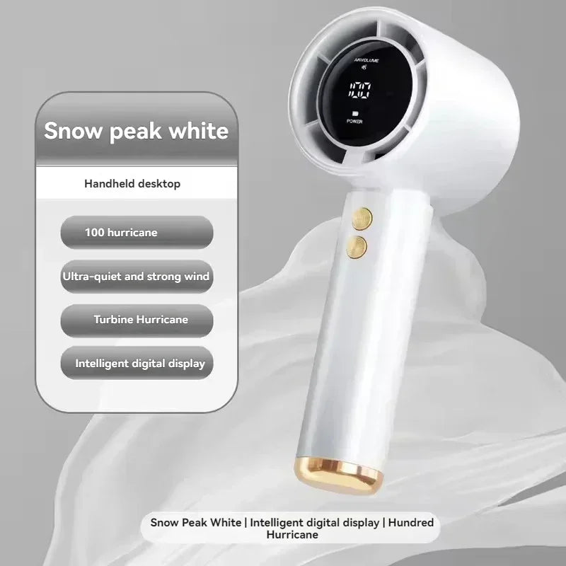 Portable Mini Handheld Fan Type C Rechargeable Digital Display Fan High-Speed Electric Cooling Fan Desktop Outdoor Small Fans