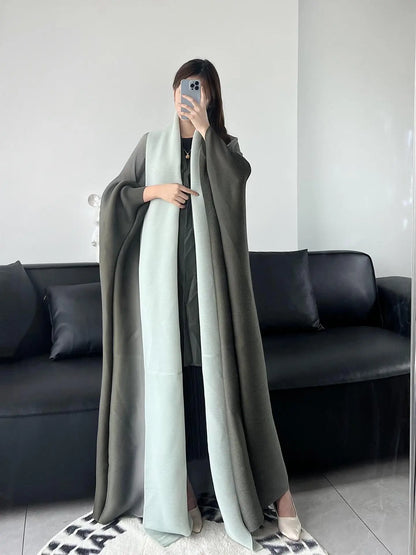 YUDX Wrinkled Women's Windbreaker Jacket Bat Sleeve Scarf Collar Gradient Long Robe Fashion Retro Coats and Jackets Women