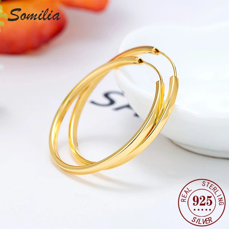 925 sterling silver large earrings for women, fashionable and exaggerated temperament. Earrings are versatile for daily use