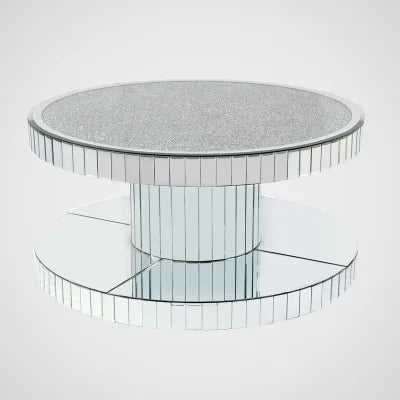 Living room mirror furniture glass top hollow center coffee table