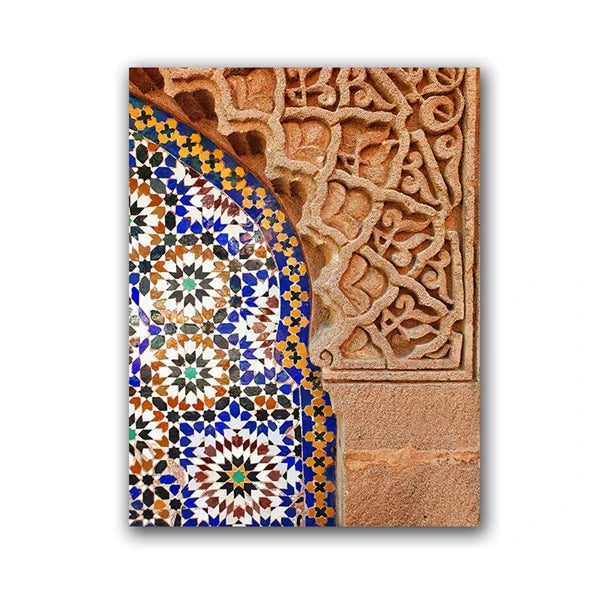 Moroccan Wall Art Canvas Print Marrakesh Architecture Poster Boho Wall Decor Terracotta Art Picture Decoration Painting for Home