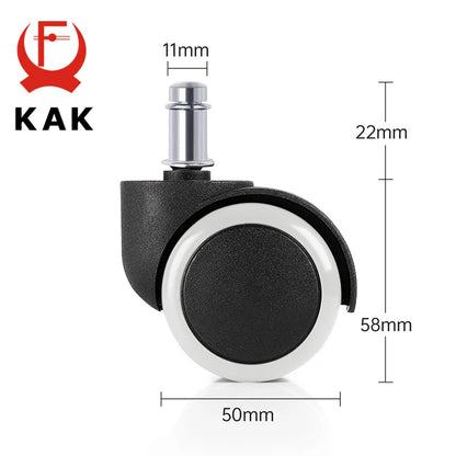 KAK 5pcs 2 inch Universal Swivel Caster Wheels Replacement Gaming Chair Office Chair Casters Trolley Rollers Furniture Hardware