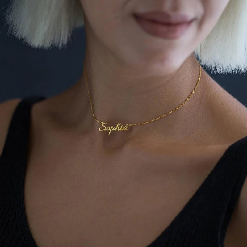 Custom Crown Name Necklace Minimalistic Pendant Logo Necklace Personalized Gifts Letter Necklace Custom Name Necklace