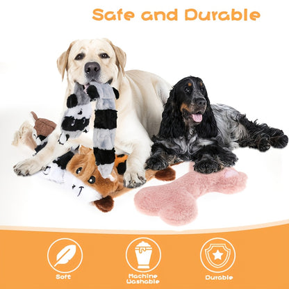 5pcs Durable Crinkle Squeaky Pet Toys - Plush Stuffless Toys for Small, Medium, Large Dogs, Teething-Friendly for Aggressive Chewers, Stimulating Puppy Toys for Boredom, Interactive Play, And Mental Stimulation