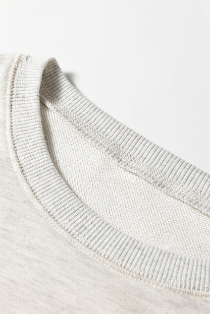 Light Grey Multicolored Striped Patchwork Drop Shoulder Sweatshirt