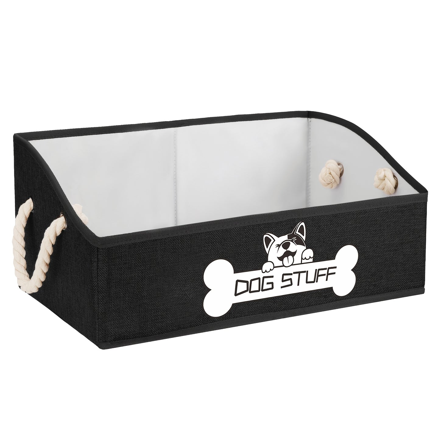 Collapsible Fabric Dog Toy Box And Storage Bin with Handle - Trapezoid Basket Chest Organizer for Pet Toys, Blankets And Accessories