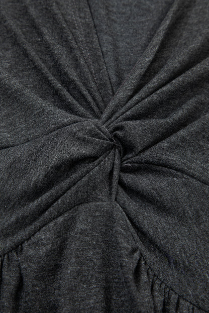 Carbon Grey Twisted Bust V Neck Sleeveless Dress