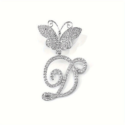 Trendy Shiny Butterfly Cursive Letter Cuban Chain Anklet For Women A-Z Letters Anklets Punk Hip Hop Style Sparkling Barefoot Jewelry