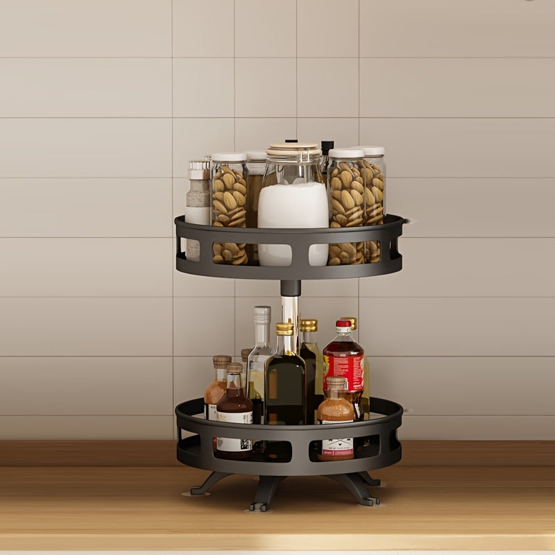 [Multipurpose] Rotating Organizer | Non-Slip | Countertop Storage | Tableware, Makeup, Spice | Kitchen Storage