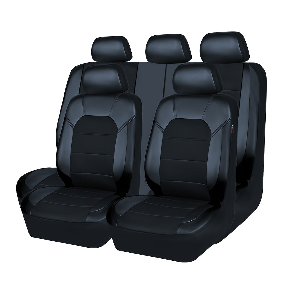 Universal Faux Leather Car Seat Covers Full Set Car Seat Covers Full Set Front Seats and Rear Bench, Universal Fit 5 Seat Covers for SUV, Automotive Truck, Scratch Proof