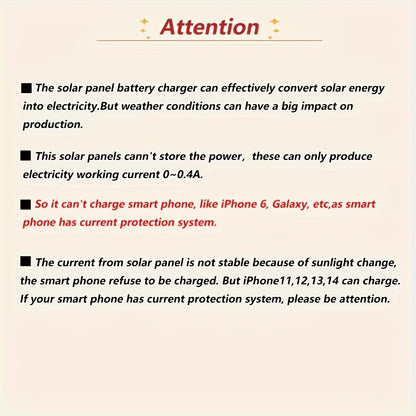 2W Solar Charger Portable Solar Panel with USB, Compact & Lightweight Outdoor Solar Power Bank Charger Compatible for for Power Banks, Phones, Flashlights, USB- Devices (Camping, Hiking, Emergency)
