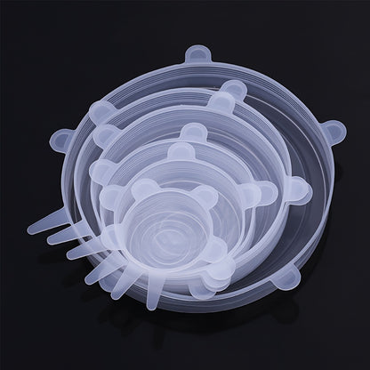 6pcs Silicone Stretch Lids - Reusable & Washable Bowl Covers, Fits Various Sizes of Food Containers, Kitchen & Dining Essentials