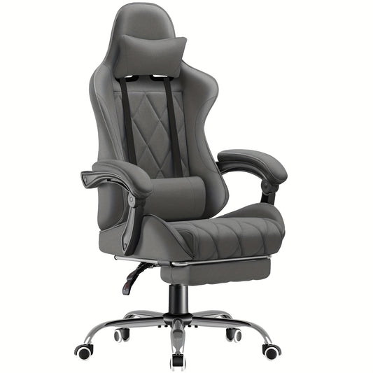 Fabric Computer Chair Gaming Chair Massage Game Chair Cloth Office Chair with Headrest, Lumbar Support & Footrest