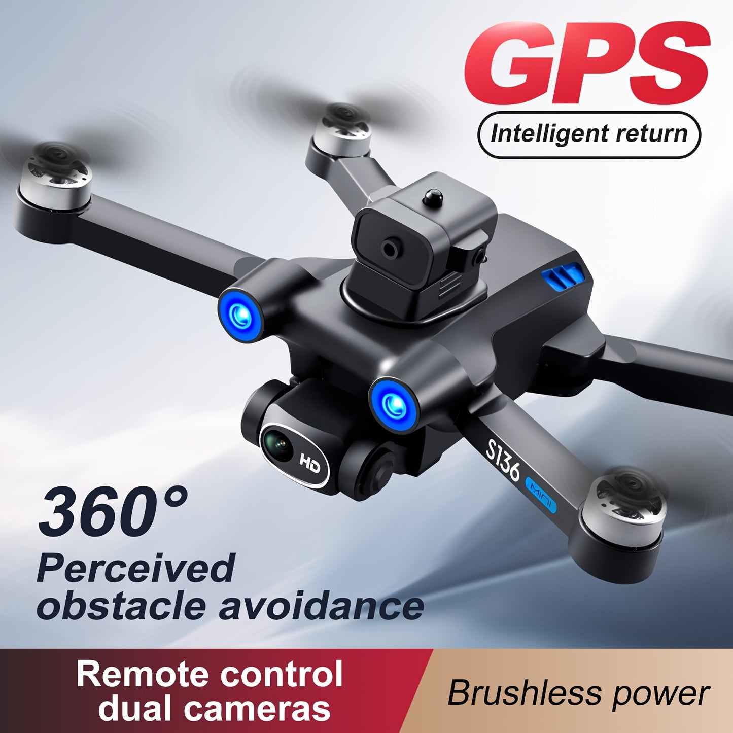 GPS Drone with 4K Camera for adults Beginner, Ult-Long Flight Time, Optical Flow, 5G Transmission Foldable FPV RC Quadcopter with Brushless Motors, No obstacle avoidance, GPS Auto Return Home, Intelligent Follow Me, Include 2