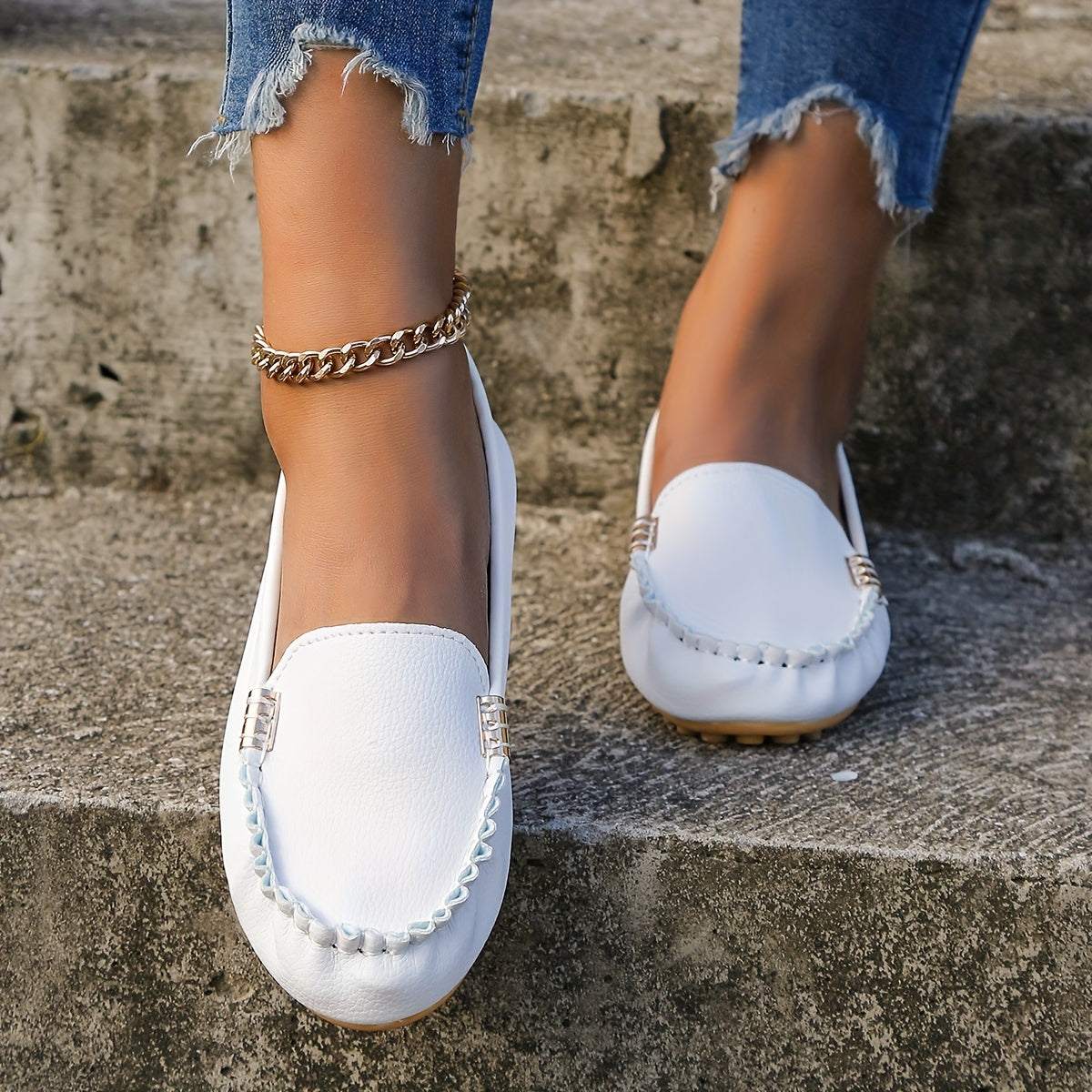 [Comfortable Loafers] Comfortable Round Toe Loafers | Women's Solid Slip On Shoes, Women's Footwear