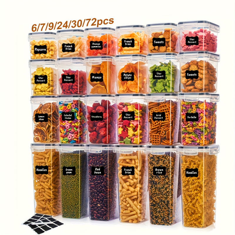 Set of Sealed Kitchen Storage Containers in Various Sizes, Free from BPA, Designed for Organizing Items Like Pasta, Snacks, Sugar, And Grains, Ensuring for longer Freshness