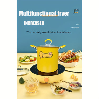 1pc YIMUWN Tempura Frying Pot - Small, Less-Oily Smoke, Fine Iron Uncoated, Ideal for Induction & Gas Stoves, Kitchen Cookware|Smokeless Cooking|Fine Mesh Frying