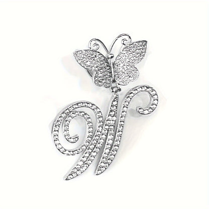 Trendy Shiny Butterfly Cursive Letter Cuban Chain Anklet For Women A-Z Letters Anklets Punk Hip Hop Style Sparkling Barefoot Jewelry