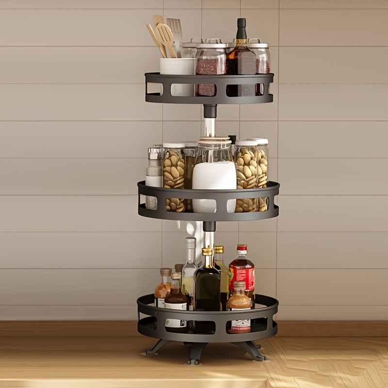 [Multipurpose] Rotating Organizer | Non-Slip | Countertop Storage | Tableware, Makeup, Spice | Kitchen Storage