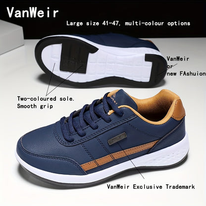 VanWeir Lightweight Men'S Shoes | Navy Blue/White, Lace-up Sports Shoes with MD/TPR Sole, Breathable Fabric Lining for Outdoor, Hiking & Casual Wear