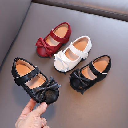 Girls Shoes Mary Jane Flats Soft Sole Non-slip Bow Decor Princess Shoes
