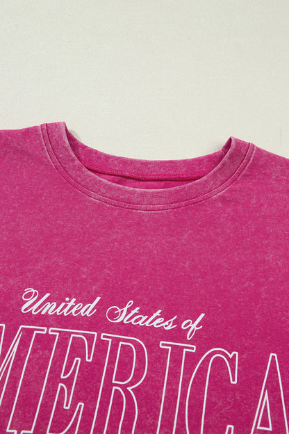 Rose Red AMERICA 1776 Graphic Mineral Wash Cotton Tee