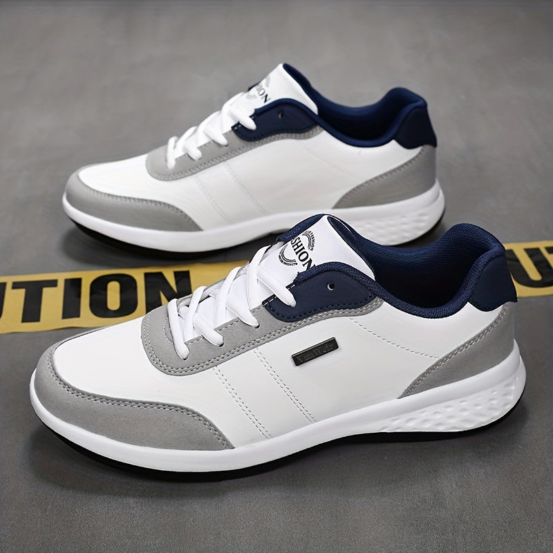 VanWeir Lightweight Men'S Shoes | Navy Blue/White, Lace-up Sports Shoes with MD/TPR Sole, Breathable Fabric Lining for Outdoor, Hiking & Casual Wear