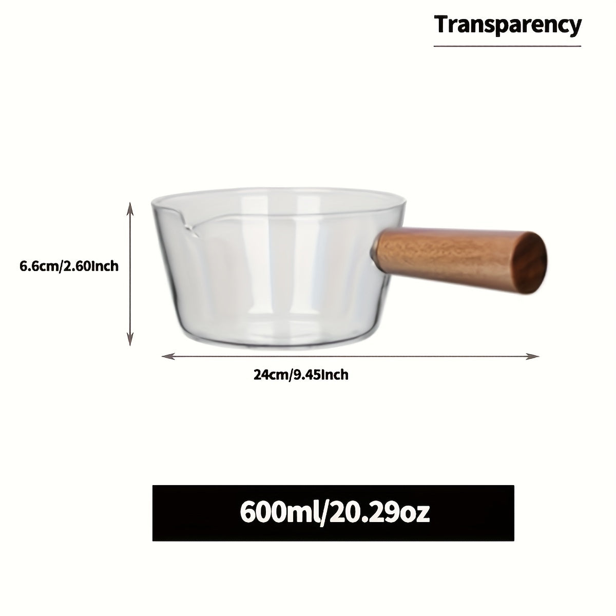 [Clear Glass Saucepan] 1pc High Borosilicate Glass Single Handle Clear Pot - Non-stick Stove Top Saucepan - Milk Butter Heating Instant Noodle Cookware