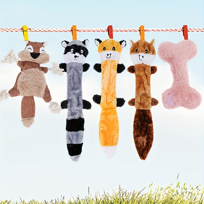5pcs Durable Crinkle Squeaky Pet Toys - Plush Stuffless Toys for Small, Medium, Large Dogs, Teething-Friendly for Aggressive Chewers, Stimulating Puppy Toys for Boredom, Interactive Play, And Mental Stimulation