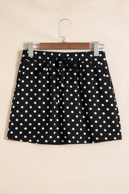 Sachet Pink Polka Dot Drawstring Casual Mini Skort