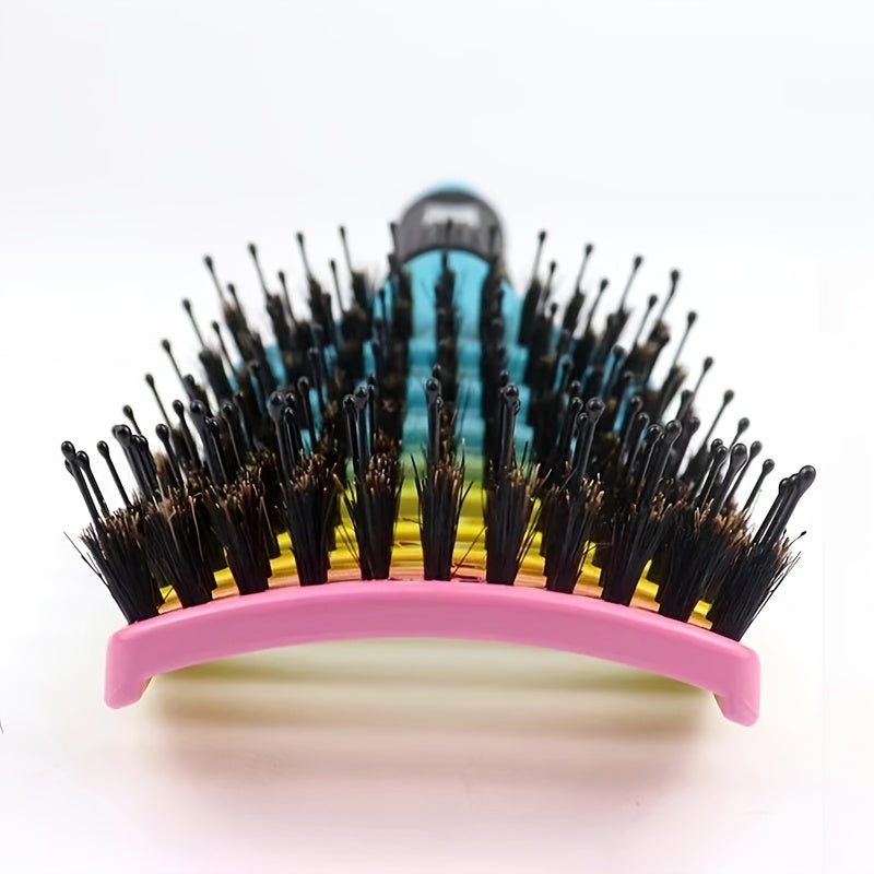 1pc Curved Vented Professional Detangling Hair Brush | Magic Scalp Massage Comb for Women, Ideal for Wet Curly Hair, Styling Tool, ABS Plastic Handle, Nylon Bristles - Perfect Christmas Gift for Friends/Relatives