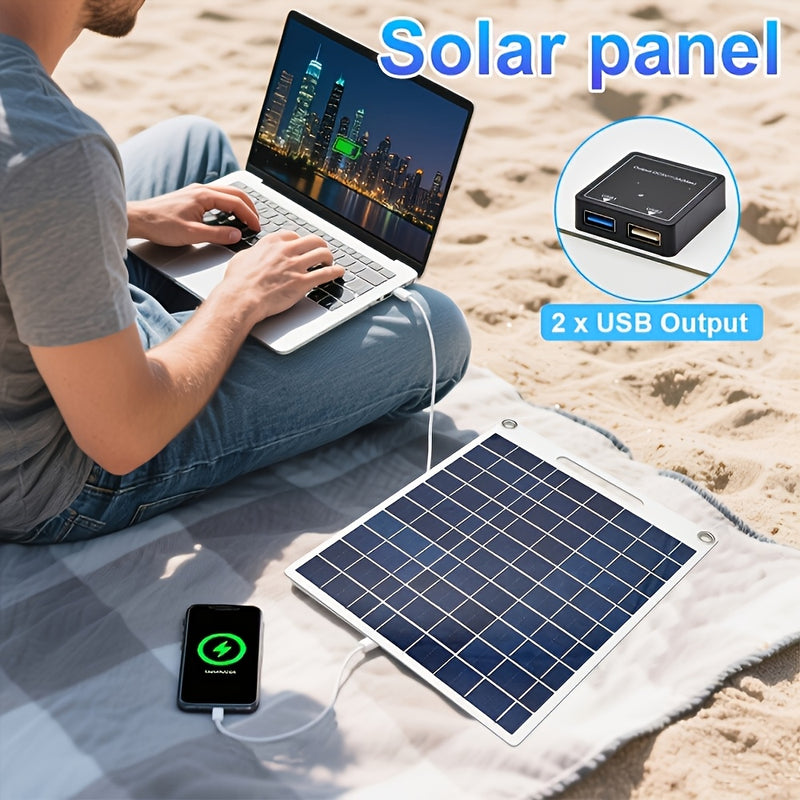 2W Solar Charger Portable Solar Panel with USB, Compact & Lightweight Outdoor Solar Power Bank Charger Compatible for for Power Banks, Phones, Flashlights, USB- Devices (Camping, Hiking, Emergency)