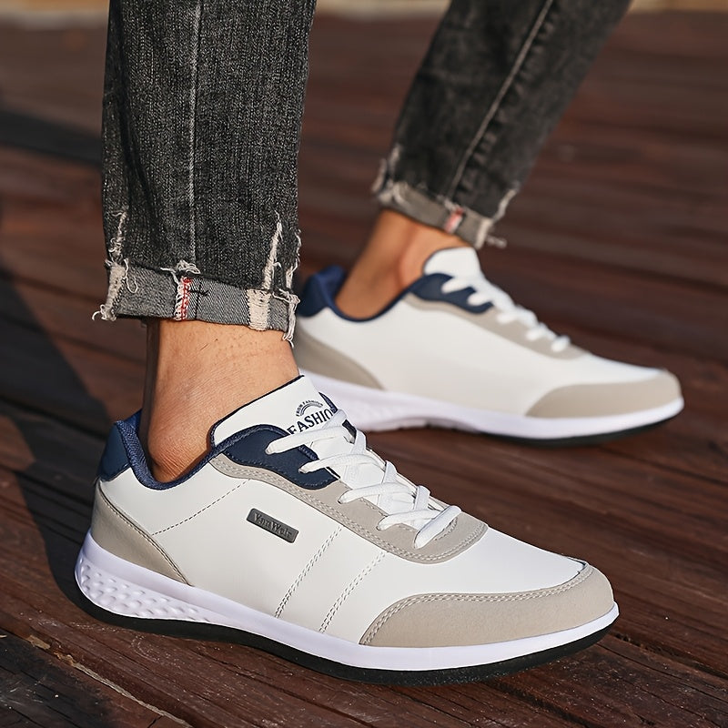 VanWeir Lightweight Men'S Shoes | Navy Blue/White, Lace-up Sports Shoes with MD/TPR Sole, Breathable Fabric Lining for Outdoor, Hiking & Casual Wear