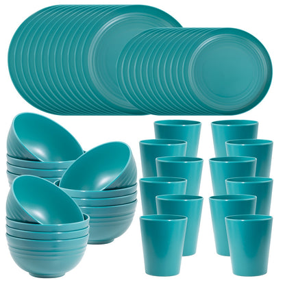48pcs Gray Straw Dinnerware, Plates And Bowls Set, Camping Dish Set For 12, Plastic Dinnerware Set, Dishwasher Safe Gray Dinnerware Set, Unbreakable Plates, Camper Dish Sets, Reusable Tableware