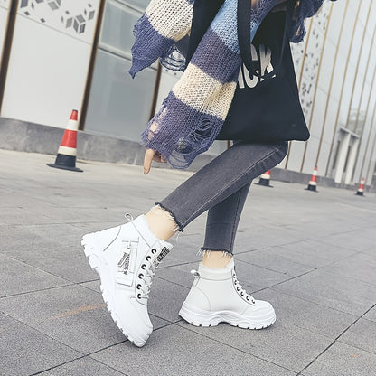 Women'S Winter High-Top Boots - Warm Fleece-Lined Ankle Boots with Thick Sole, Lace-Up Casual Style, &, Perfect for Cold Weather Comfort, Winter Boots