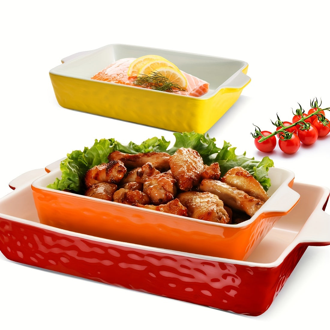 3Pack Ceramic Baking Dish for Oven Large Casserole Baking Dish with Handles Packaging Upgrade Nonstick Ceramic Bakeware for Cooking, Beautiful Color Ceramic Baking Dish Set