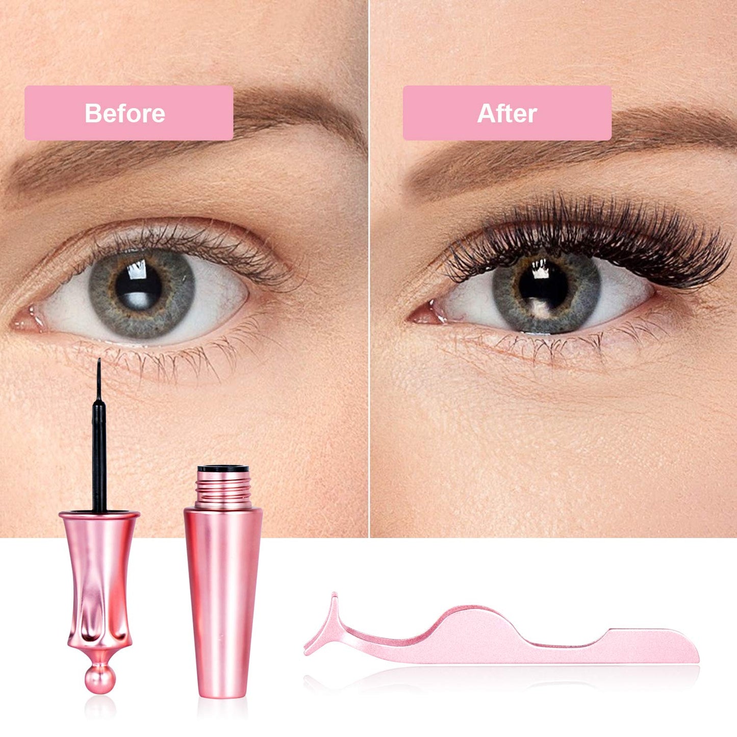 5 Pairs Magnetic Eyelashes And Eyeliner Kit Reusable 3D Magnetic False Lashes Extension No Glue Needed - Eyes Makeup Sets for Mother