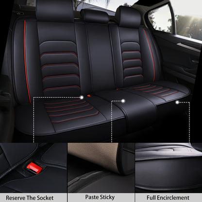5 Car Seat Covers Faux Leather Seat Covers Full Set For Car Sedan SUV Truck Vans Front & Rear Seat Cushion Protector Wear-resistant, Breathable And Easy To Clean