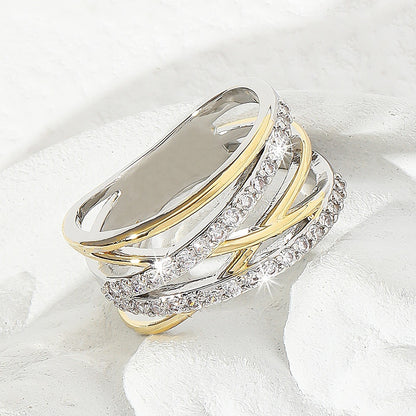 Luxury Infinity zirconia Eternity Ring 18K Gold Plated Wedding Engagement Party Decor For Bride Women Girls Gift