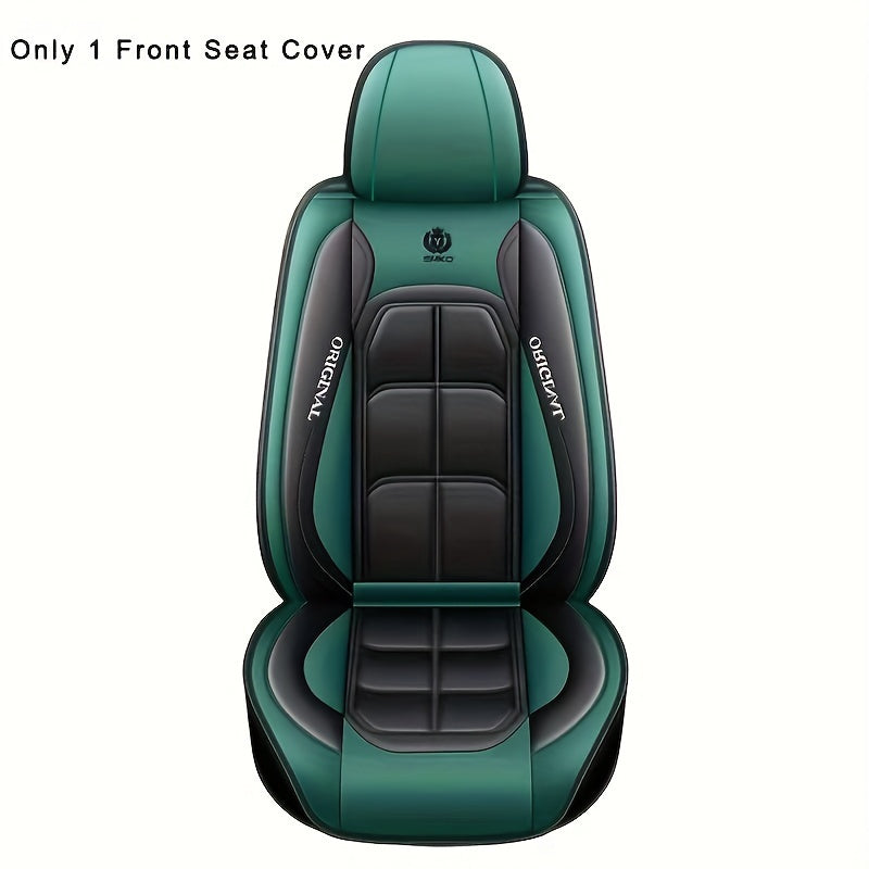 1pc PU Leather Car Seat Cover - Red & Black Design, Front Seat Protector for Sedan or SUV, Durable All-Season Cushion Mat with "Original" Print, Hand Wash or Dry Clean Only, Car Seat Protection | Modern Seat Cover | PU Leathe