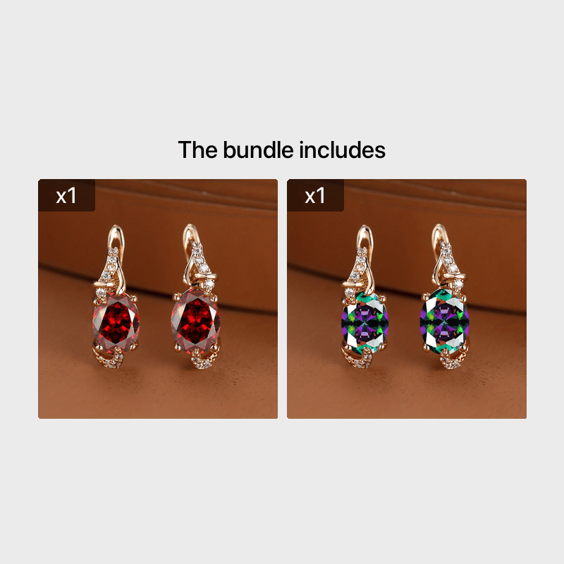 Women's 18K Gold Plated Blue Stone Stud Earrings - Elegant Round Oval Cut, Synthetic Cubic Zirconia, Copper Ear Needle - All-Season Jewelry | Trendy Design | Durable Plating