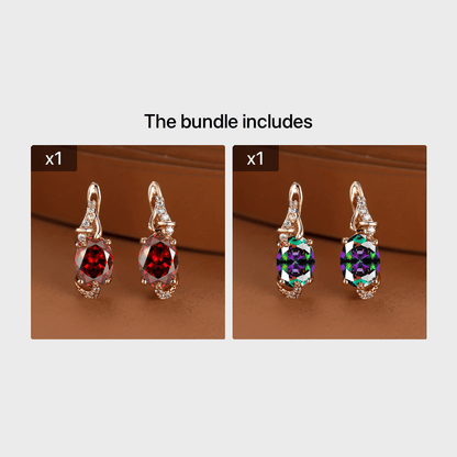Women's 18K Gold Plated Blue Stone Stud Earrings - Elegant Round Oval Cut, Synthetic Cubic Zirconia, Copper Ear Needle - All-Season Jewelry | Trendy Design | Durable Plating