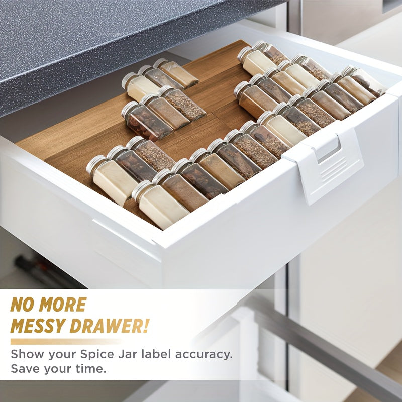 4/8-Piece Stacking Spice Rack - Space-Saving, Multi-Tier Design for Kitchen Drawer Organization, Wooden Seasoning Bottle Holder and Display Storage Rack - Essential Kitchen Storage Supplies for Home Cooks and Chefs