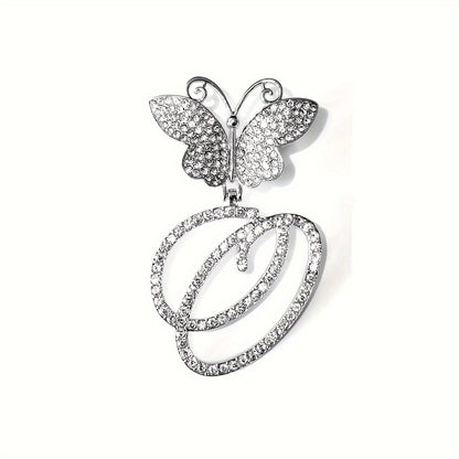 Trendy Shiny Butterfly Cursive Letter Cuban Chain Anklet For Women A-Z Letters Anklets Punk Hip Hop Style Sparkling Barefoot Jewelry